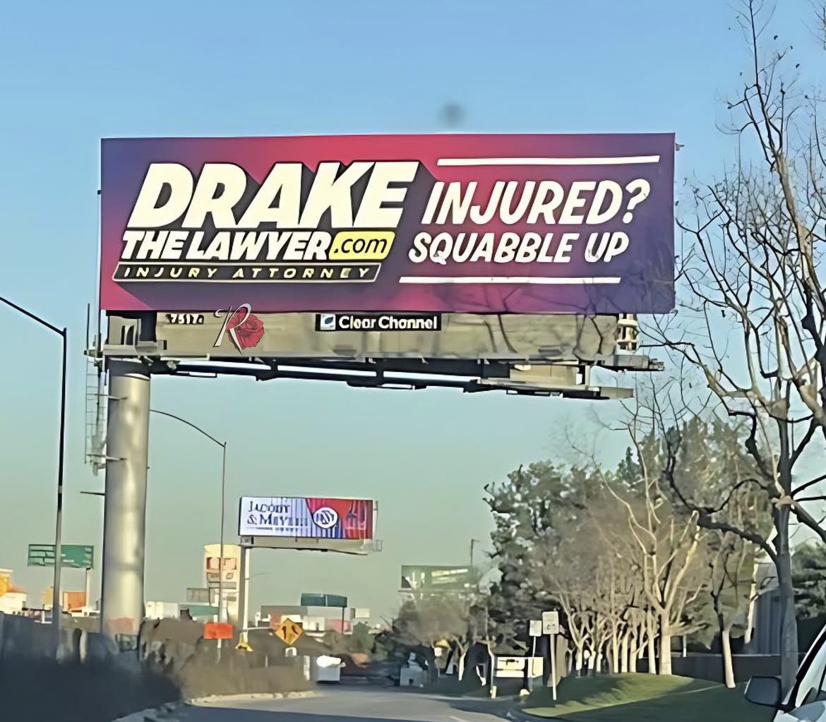 “Hurt? Squabble Up” – “Drake Lawyer” billboard sparks discussion in Compton