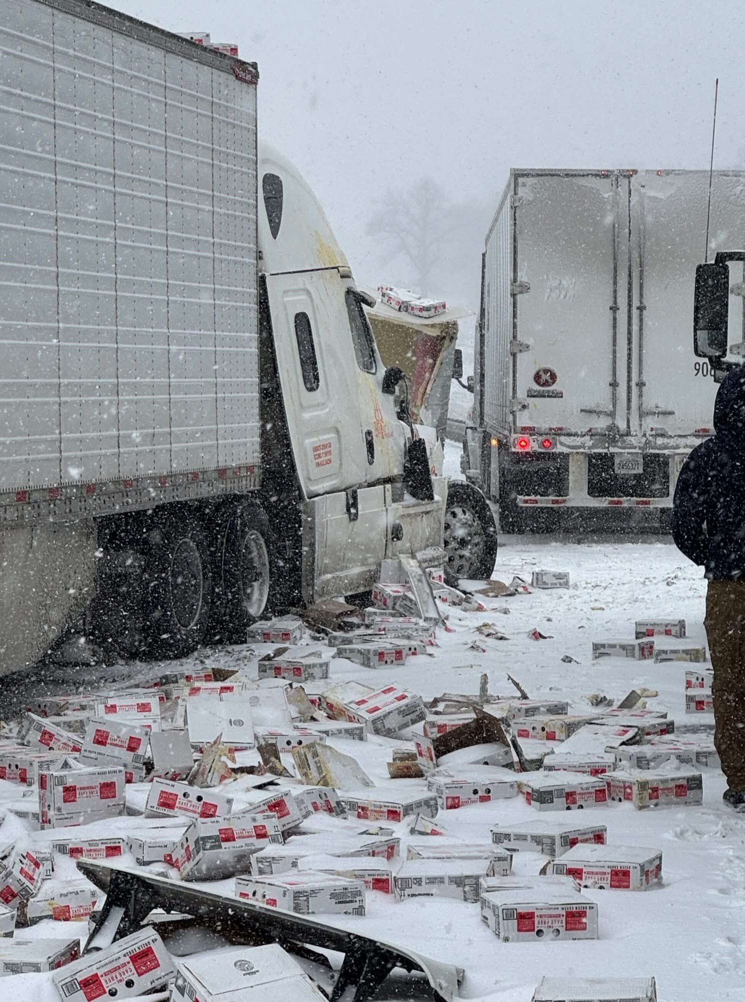 Semi-truck with hundreds of eggs crashing on Oklahoma highway