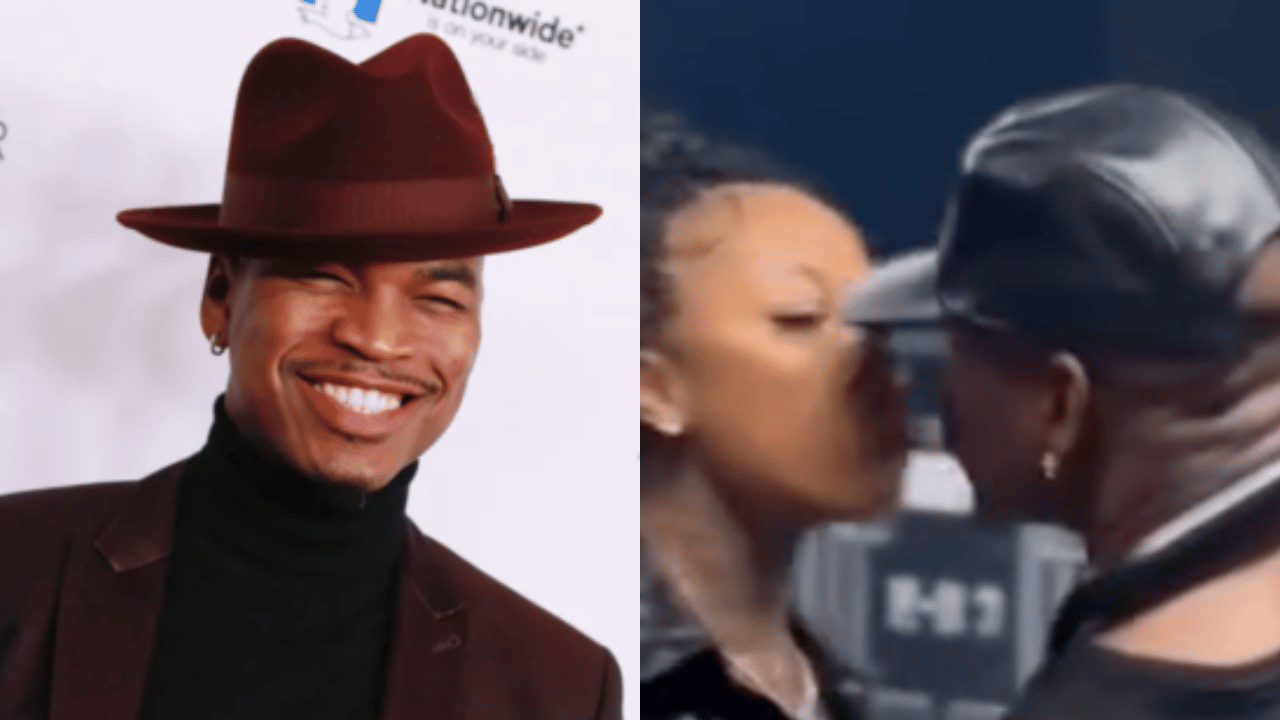 Ne-Yo gets a kiss from his three girlfriends after taking the stage (video)