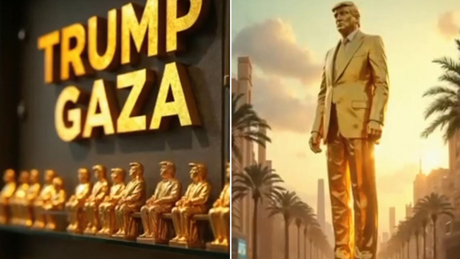 Trump's AI-generated Gaza vision features golden statues, and even his supporters are furious