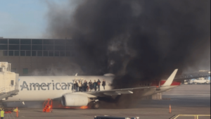 Aircraft evacuates American Airlines passengers after a fire at Denver Airport (Video)